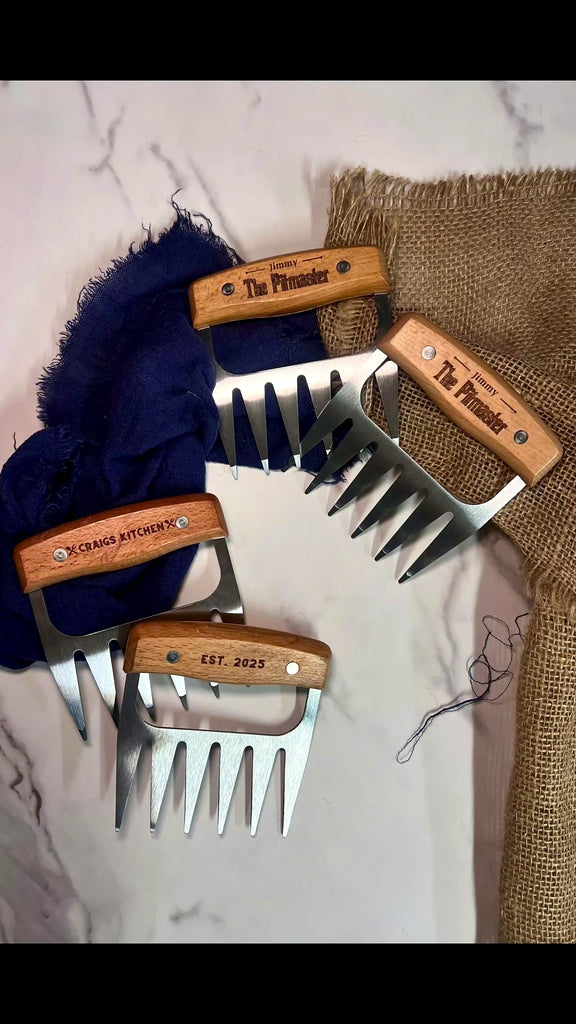 Custom Engraved BBQ Meat Claw Shredders, Personalised Grill Tool Set, Outdoor Barbecue Lover, Dad Birthday, Groomsman Housewarming Xmas Gift