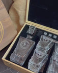 Personalised Wooden Boxed Whiskey Decanter Set, 4 Scotch Glasses, 6 Ice Stones & Tongs | Custom Engraved Groomsmen, Wedding, Whisky Bar Gift