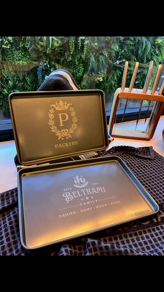 Custom Engraved Rectangle Black Steel Baking Tray, Personalised Non-Stick Carbon Steel Oven Pan, Kitchen, Home Chef, Baker Grandma Xmas Gift