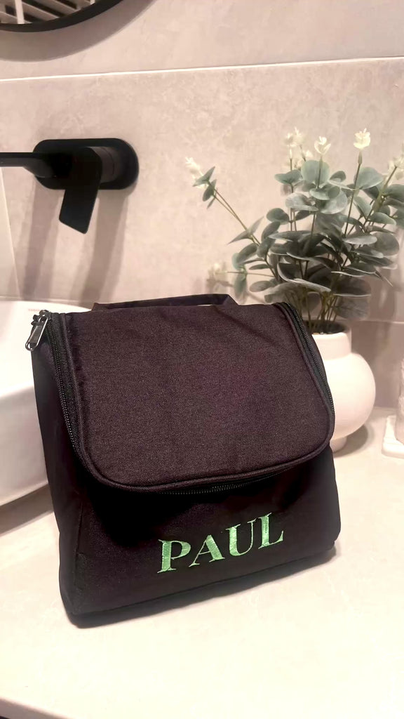 Personalised Embroidered Hanging Toiletry Bag, Custom Travel Organiser, Lightweight Cosmetic Storage, Camping, Business Trip Bridesmaid Gift
