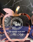 Personalised Apple Award Plaque/ Custom 3D Engraved Acrylic School Graduate Teacher Trophy, Sport Coach, Mentor Keepsake Xmas Corporate Gift
