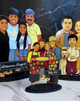 Personalised 3D Wooden Cartoon Family Figurine Display, Custom Print Photo Portrait Caricature Home Decor, Birthday, Anniversary, Xmas Gift