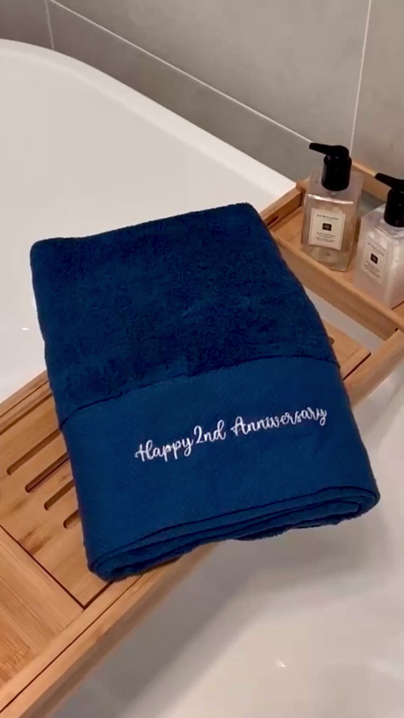 Personalised Embroidery Pattern Bath Towel, Custom Embroidered Name Logo Hotel Hair Salon Spa Towels, Birthday, Housewarming, Corporate Gift