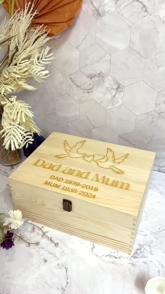 Personalised Etched Memorial Wooden Keepsake Box, Custom Engraved In Loving Memory Treasure Storage, Pet Loss, Sympathy Heaven Mourning Gift