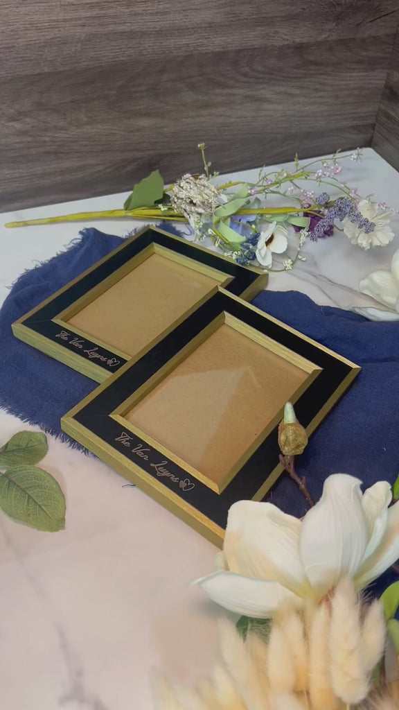 Personalised Black & Gold 4"x6" Photo Frame, Custom Engraved Memory Picture Table Display, Housewarming, Birthday, Wedding, Anniversary Gift