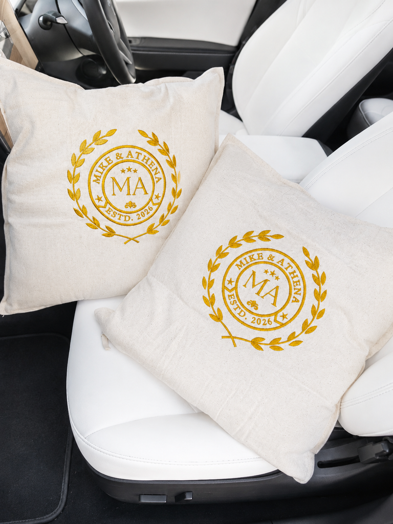 Personalised embroidered cotton cushion cover 50x50cm custom name monogram home decor gift