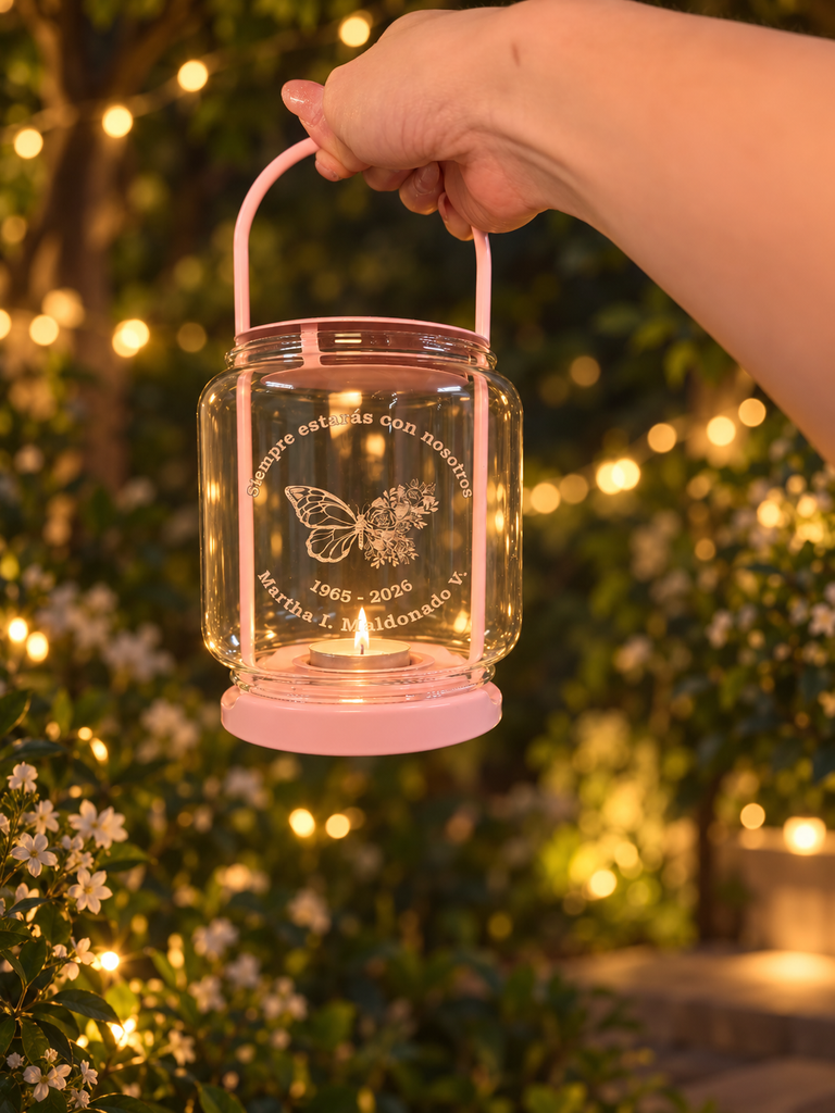 Personalised Cylinder Glass Memorial Lantern & Tealight, In Loving Memory Sympathy Custom Engraved Pet Remembrance Keepsake Bereavement Gift