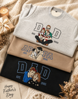 Custom Photo Embroidered Dad Sweatshirt, Personalised Family Portrait Jumper, Oversized Crewneck Name Embroidery, Father's Day, Gift for Him