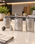 Custom Engraved 9oz Stainless Steel Pocket Hip Flask, Personalised Wedding, Groomsmen, Dad Birthday Keepsake, Logo Christmas Corporate Gift