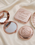 Metal pocket makeup mirror in rose gold, silver and gold
