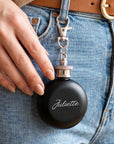 Round hip flask with keyring clasp bridesmaid groomsman bridal party favour