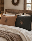 Textured lumbar cushion cover pillowcase hidden zip detail personalised embroidered