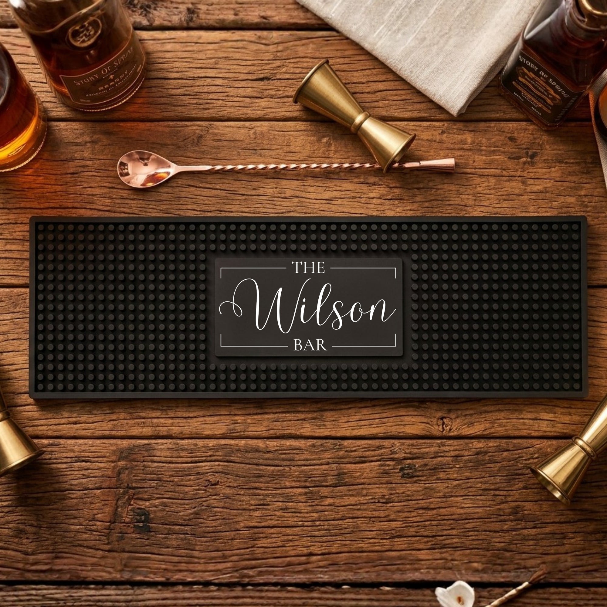 UV printed bar runner for home bar and man cave