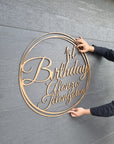 Custom Couple Name Scribble Circle Hoop Sign