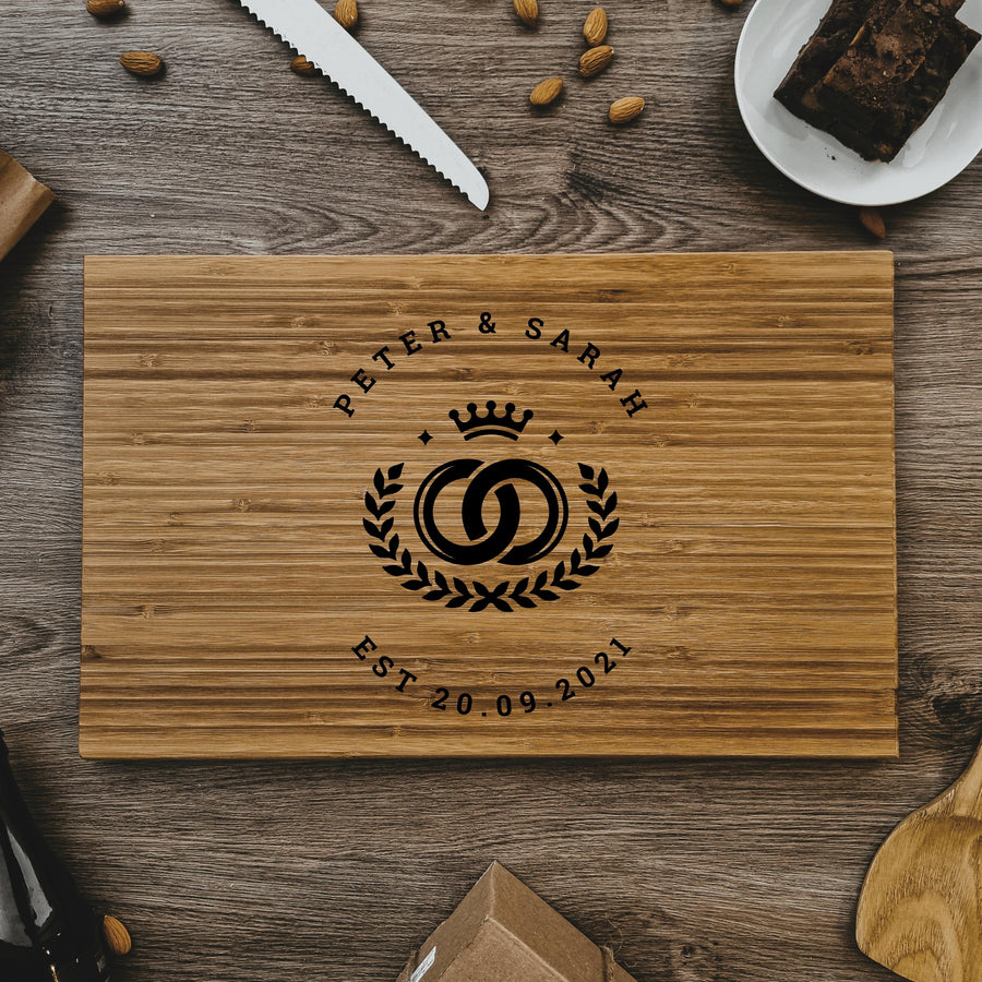 Personalised Small Bamboo Wooden Cheese, Cake Serving Tray  Chopping Board , Engraved Custom Wedding Anniversary Housewarming Decor Gift