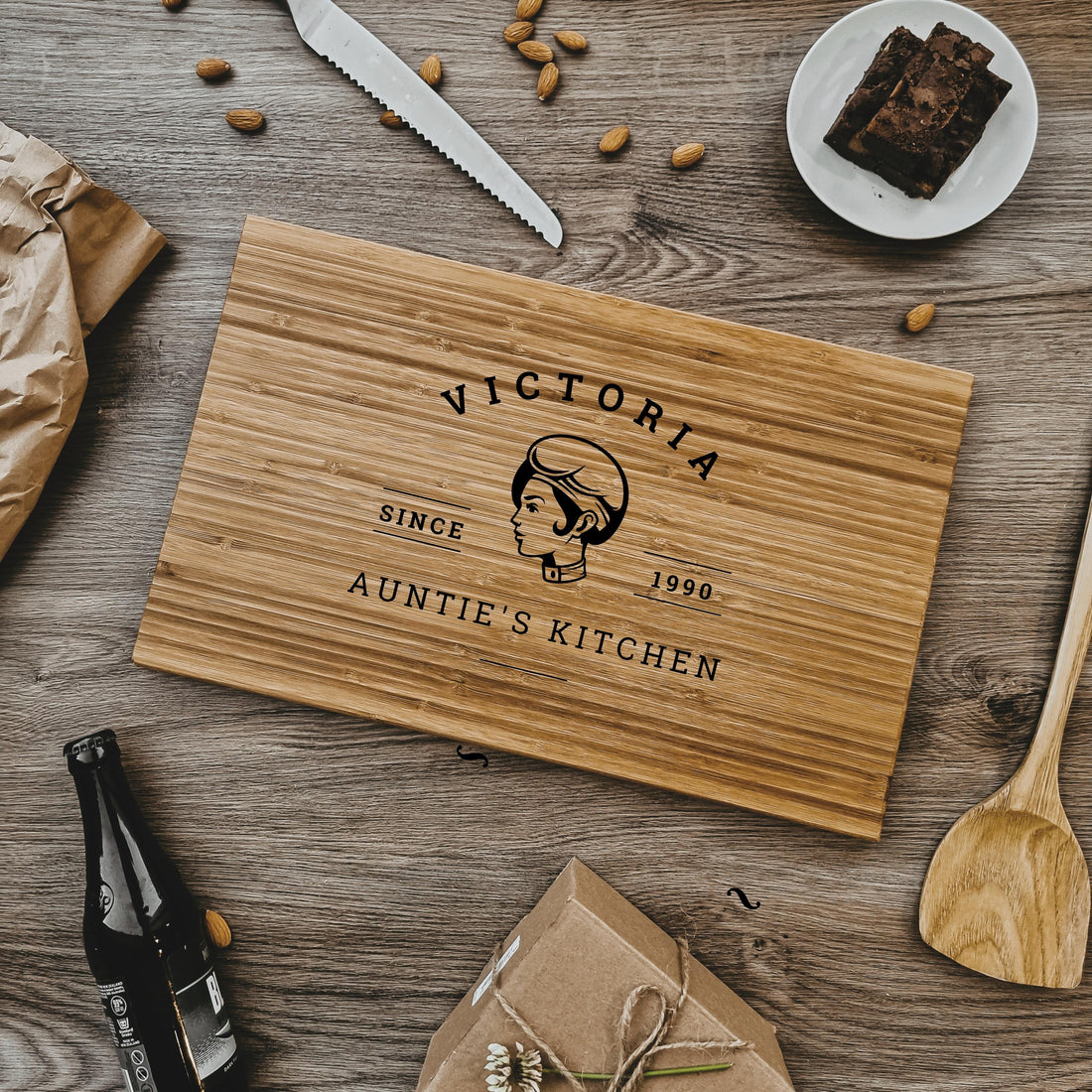 Personalised Large Bamboo Wooden Cheese, Charcuterie Serving Tray, Cutting Chopping Board, Engraved Custom Anniversary Housewarming Mom Gift