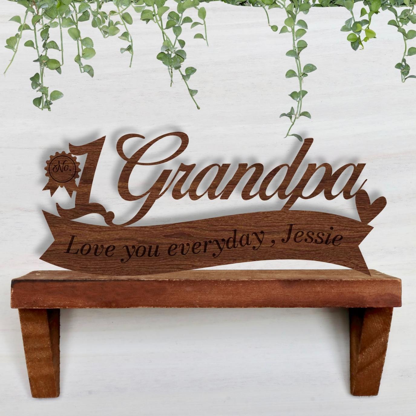 Personalised Wooden/ Acrylic Dad/ Grandpa Award Sign, Happy Father&#39;s Day, Custom No 