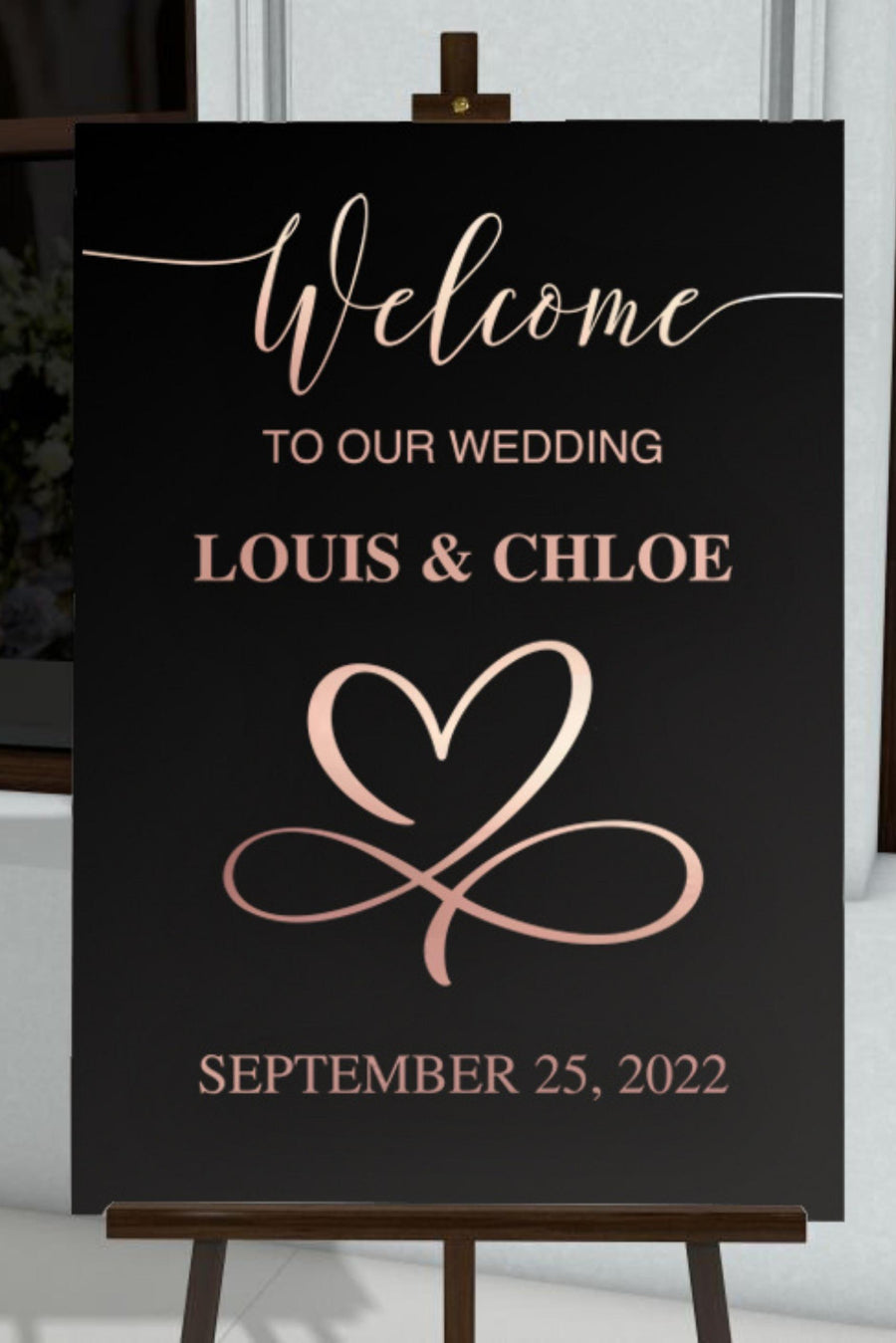 Custom Acrylic Wedding Welcome 3D Sign, Personalised Rose/ Gold Mirror Names, Ceremony/ Event/ Engagement/ Bridal Shower/ Birthday Signage on Easel