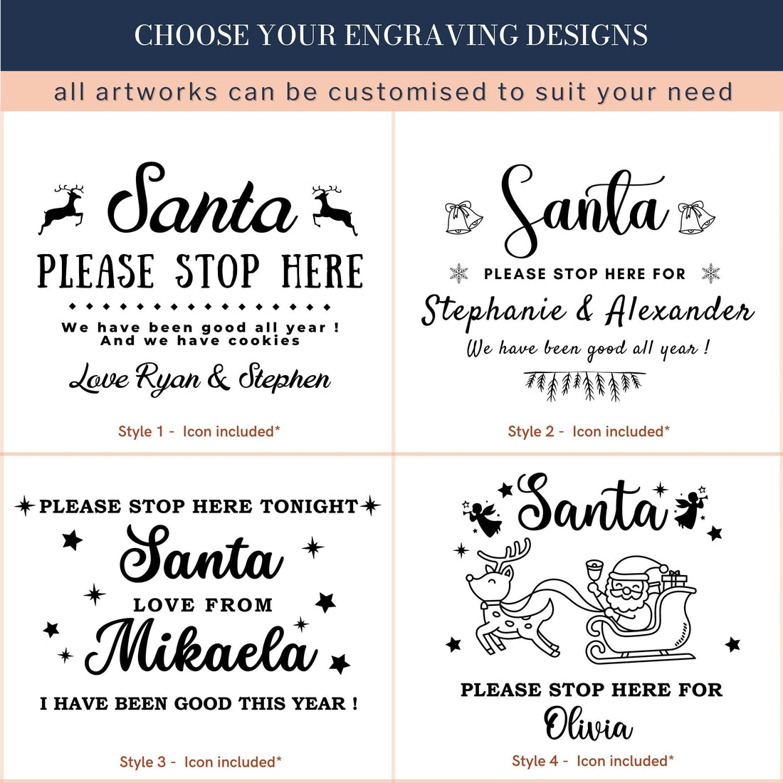Custom Wooden Engraved Santa Please Stop Here Signage