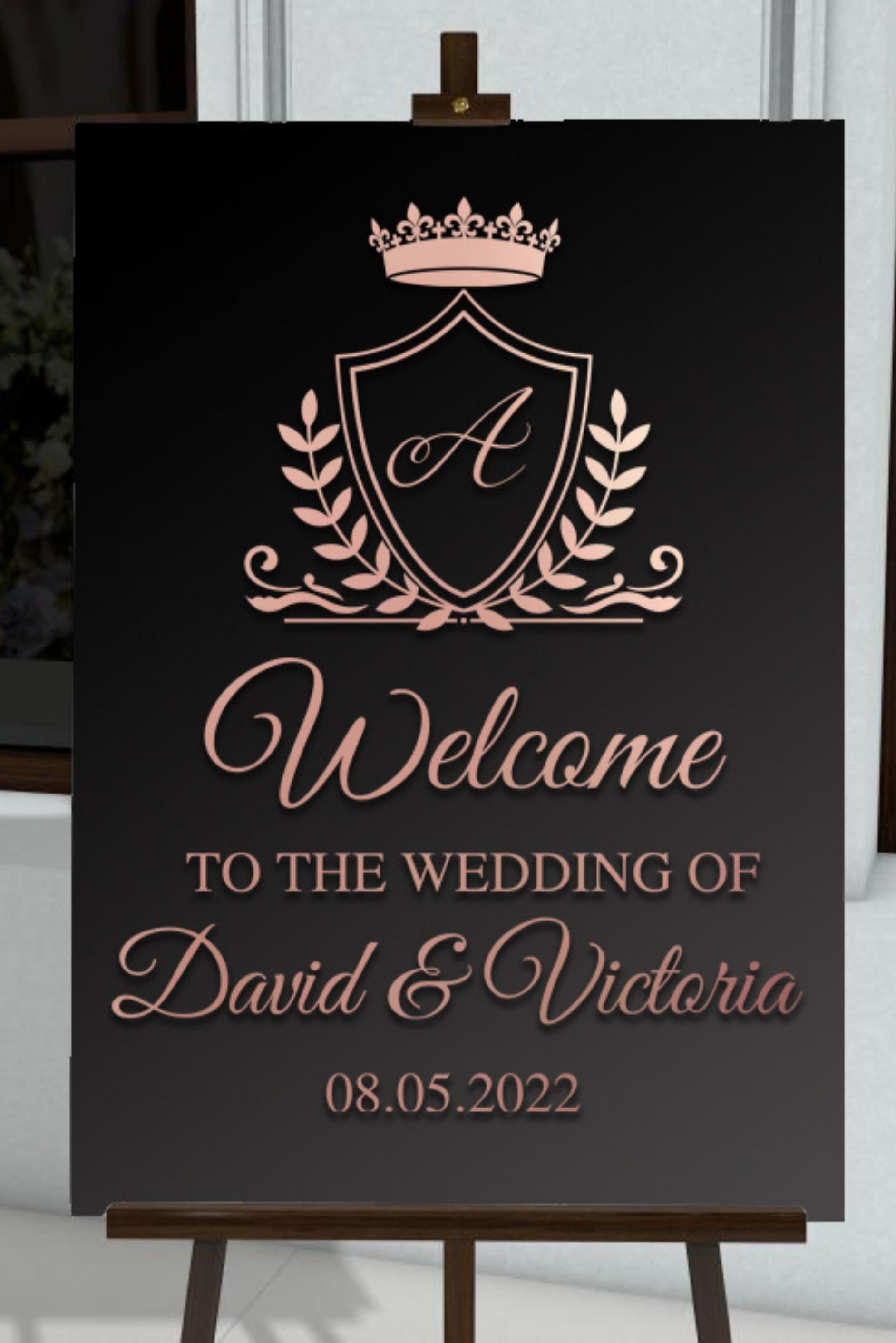 Custom Acrylic Wedding Welcome 3D Sign, Personalised Rose/ Gold Mirror Names, Ceremony/ Event/ Engagement/ Bridal Shower/ Birthday Signage on Easel