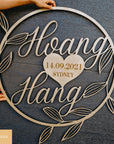 Birthday/ Wedding/ Welcome Event Heart & Leaf Circle Hoop Sign