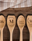 Personalised Wooden Mixing Spoon, Custom Laser Engraved Timber Spatulas Utensils Cooking, Mothers Fathers Day Gift for Grandma Nanny Grandpa