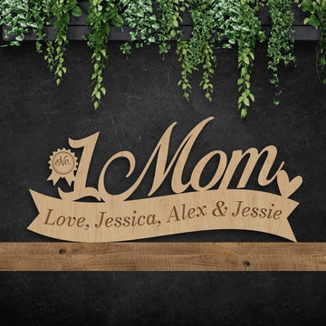 Custom Wooden/ Acrylic No. One Mom/ Grandma Sign, Happy Mother's Day, #1 Greatest Mum Award Trophy, Best Grandmother Ever Sign, Wall Decor Keepsake Gift, Party Hanging Signage for Mom