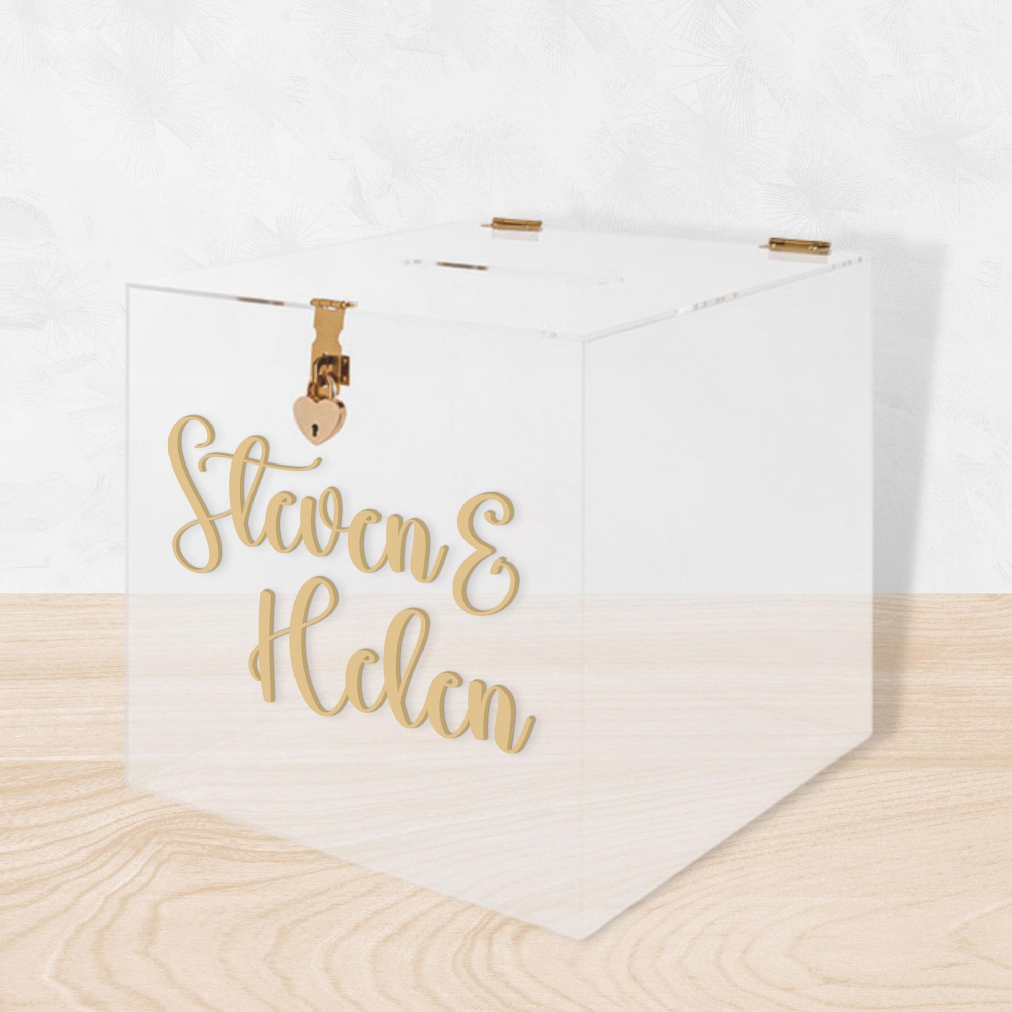 Personalised Clear Acrylic Name &amp; Date Wedding Wishing Well Box, Custom Logo Gift Card, Envelope, Money Boxes, Baptism Christening, Birthday