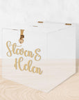 Personalised Clear Acrylic Name & Date Wedding Wishing Well Box, Custom Logo Gift Card, Envelope, Money Boxes, Baptism Christening, Birthday