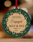 Personalised Double Layer Wreath Wooden Baubles, Engraved Custom Name Mr & Mrs Our First Christmas Married/ Engaged Hanging Tree Xmas New Year Ornament, Decoration Housewarming Gift Tags