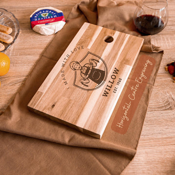 Personalised Solid Acacia Wood Charcuterie Chopping/ Cutting Board, Engraved Custom Cheese, Food Serving Tray Anniversary/ Housewarming Gift