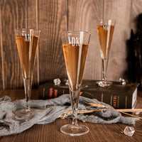 Engraved 110ml Monogram Sparkling Wine/ Champagne Italian Flute Glass, Personalised Custom Initial Barware, Housewarming Gift Wedding Favour