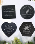 Christmas Engraved Slate Coasters, Custom Personalised Drink Mat, Restaurant, Wedding/ Birthday/ Xmas New Year Present, Corporate Housewarming Gift