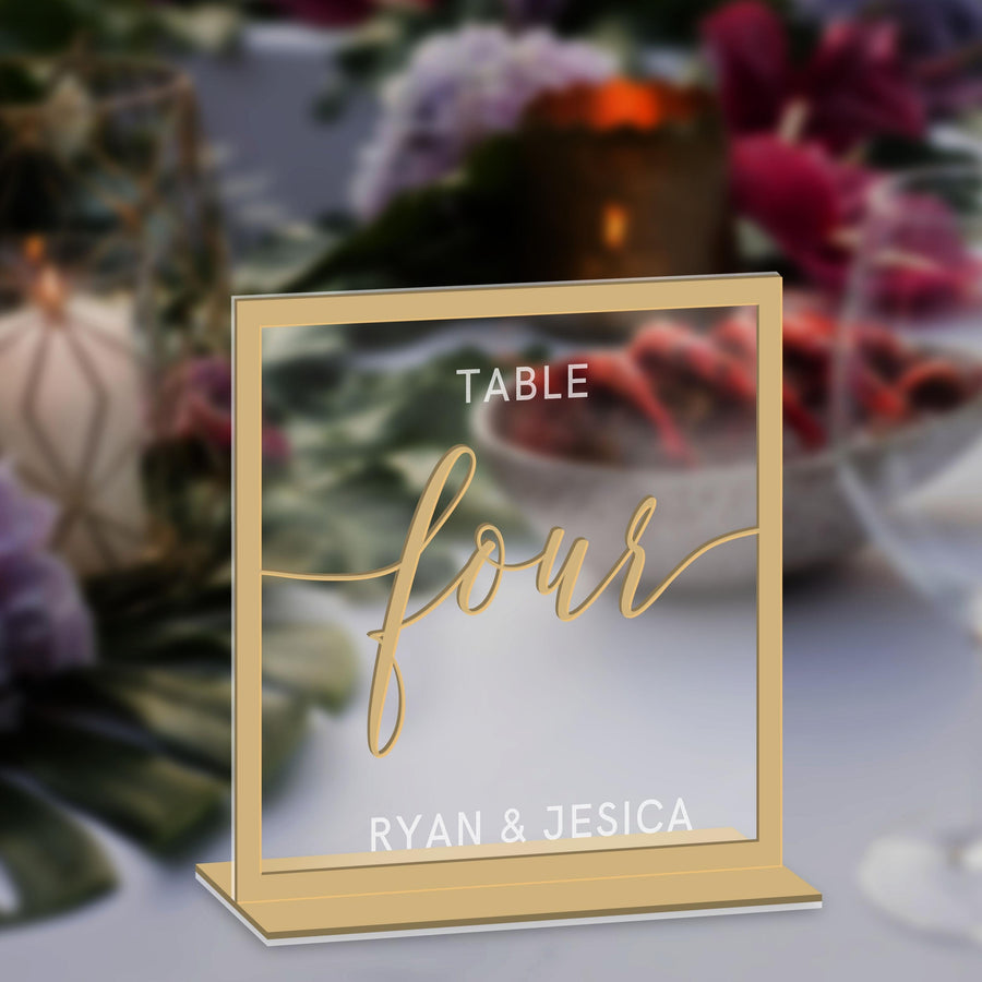 Personalised Engraving & 3D Raised Acrylic Wedding Square Table Number, Custom Banqueting Plaque, Wedding Bridal Shower, Birthday Decor Sign