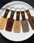 Personalised Wooden Keychain, Custom Wood Key Chain, Logo Engraved Leather Key Ring Tags, Drive Safe Keyrings Gift For Him, Dad/ Corporate, Wedding Favours