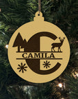 Personalised Painted Wooden Christmas Baubles, Bespoke Custom Name Hanging Tree Ornament, Engraved Laser Cut Xmas,