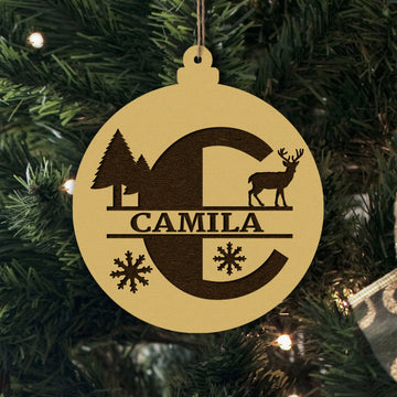 Personalised Painted Wooden Christmas Baubles, Bespoke Custom Name Hanging Tree Ornament, Engraved Laser Cut Xmas,