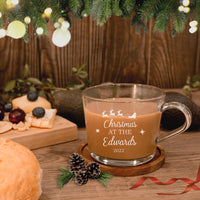 Christmas Personalised Glass Coffee Mug/ Tea Cup, Custom Logo Engraved Corporate,  Teacher/Office/ Xmas/ New Year Gift/ Wedding Favours