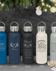 Christmas Personalised Engraved Stainless Steel Insulated Water Bottle, Xmas/ New Year Custom Travel Thermal Drink, Corporate Teacher Gift