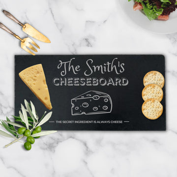 Personalised Long Rectangle Slate Serving Cheese Board, Custom Engraved Charcuterie Platter, Wedding, Anniversary, Corporate, Housewarming Gift