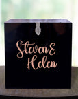 Personalised Black Acrylic Name & Date Wedding Wishing Well Box, Custom Logo Gift Card, Envelope, Money Boxes, Baptism Christening, Birthday