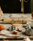 Personalised Wooden Rolling Pin, Custom Laser Engraved Timber Dough Roller, Cake Baking Utensil, Birthday Mothers Day Gift for Grandma Nanny