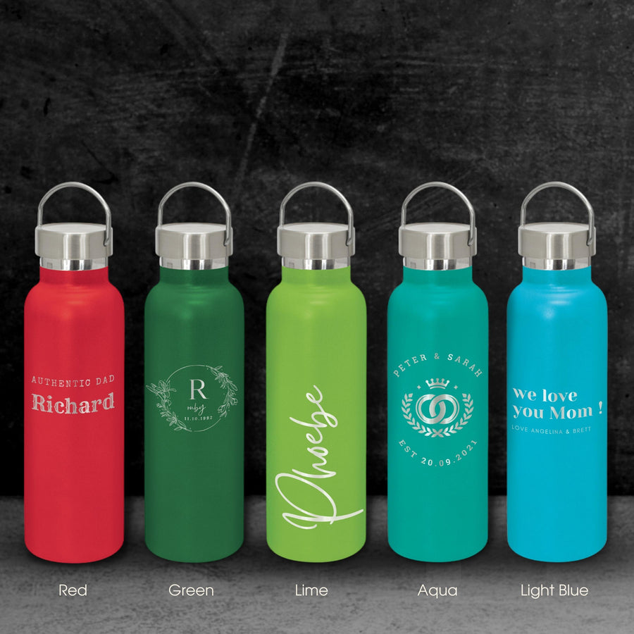 Personalised Engraved Stainless Steel Insulated Water Bottle, Laser Cut Custom Logo, Travel Thermal Drink, Corporate Birthday Teacher Gift