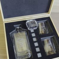 Engraved Wooden Box Whiskey Set Decanter, 2 Scotch Glasses & 6 Reusable Ice Stones, Personalised Birthday, Groomsmen, Dad Barware Gift