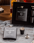 Personalised Engraved Stainless Steel 170ml 6oz Hip Flask, Funnel & Shot Glasses - FREE Gift Boxed, Laser Etching Custom Logo Wedding/ Groomsman/ Godfather Favour