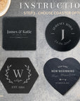 Engraved Slate Coasters, Custom Laser Personalised Drink Mat, Restaurant, Wedding/ Birthday/ Christmas Present, Corporate Housewarming Gift