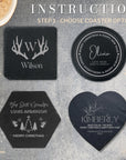 Christmas Engraved Slate Coasters, Custom Personalised Drink Mat, Restaurant, Wedding/ Birthday/ Xmas New Year Present, Corporate Housewarming Gift