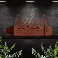 Personalised Number One Teacher Pencil Sign, Trophy Wooden Keepsake, Customised Gifts for #1 Lecturer Award, Appreciation School Day Signage
