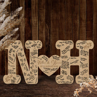 Custom Engraved Wooden Guest Book Alternative, Personalised, Wooden Initials Heart Couple Wedding Sign,  Rustic/ Vintage/  Boho, Country Wedding Decor, Engagement/ Birthday Signage on Easel,  Laser Cut GuestBook
