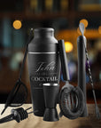 Engraved Stainless Steel Matte Black Cocktail Shaker Set of 9, Personalised Custom Monogram Barware, Drink Mixer Martini Boston Alcohol Shaker Bartender Drink Party Bar Tools, Gift for Dad/ Him